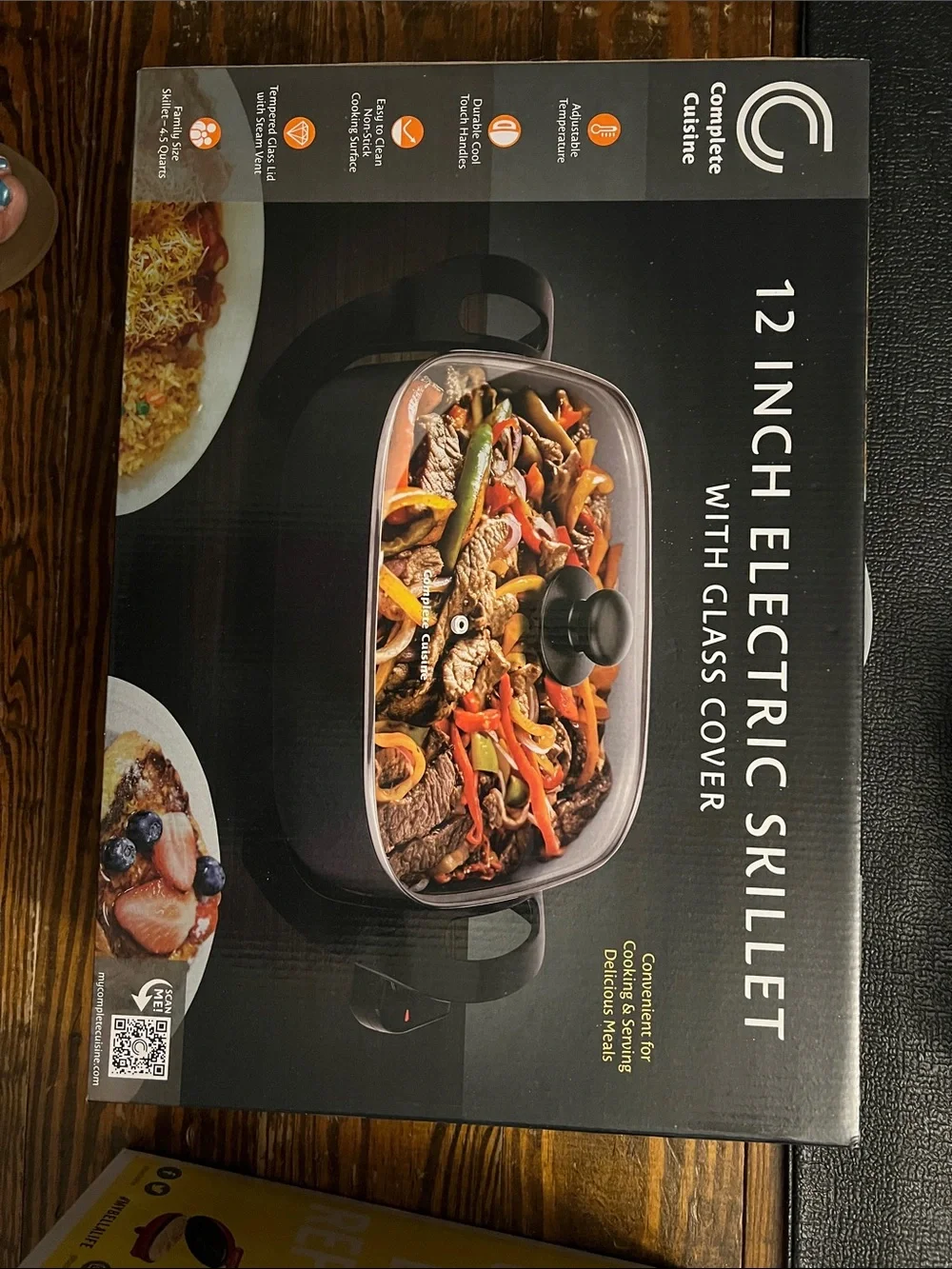 12-Inch Electric Skillet with Glass Cover - Black